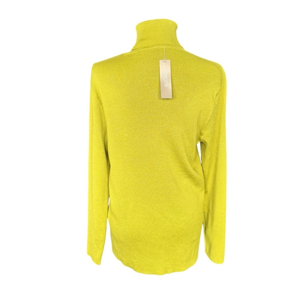 Chico’s Lime Green Turtleneck Sweater Size 2 L Cozy Soft Minimalist Preppy Y23 - Picture 2 of 6